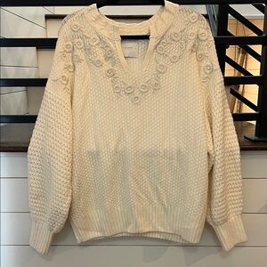 Lucky Brand Ivory V-Neck Sweater